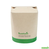 Containers, Noodle Take-Out, Sustain 16 Ounce, PLA-Lined Bamboo Paper, 3.25 x 3 x 4 Inch, Round,4 - 50 COUNT