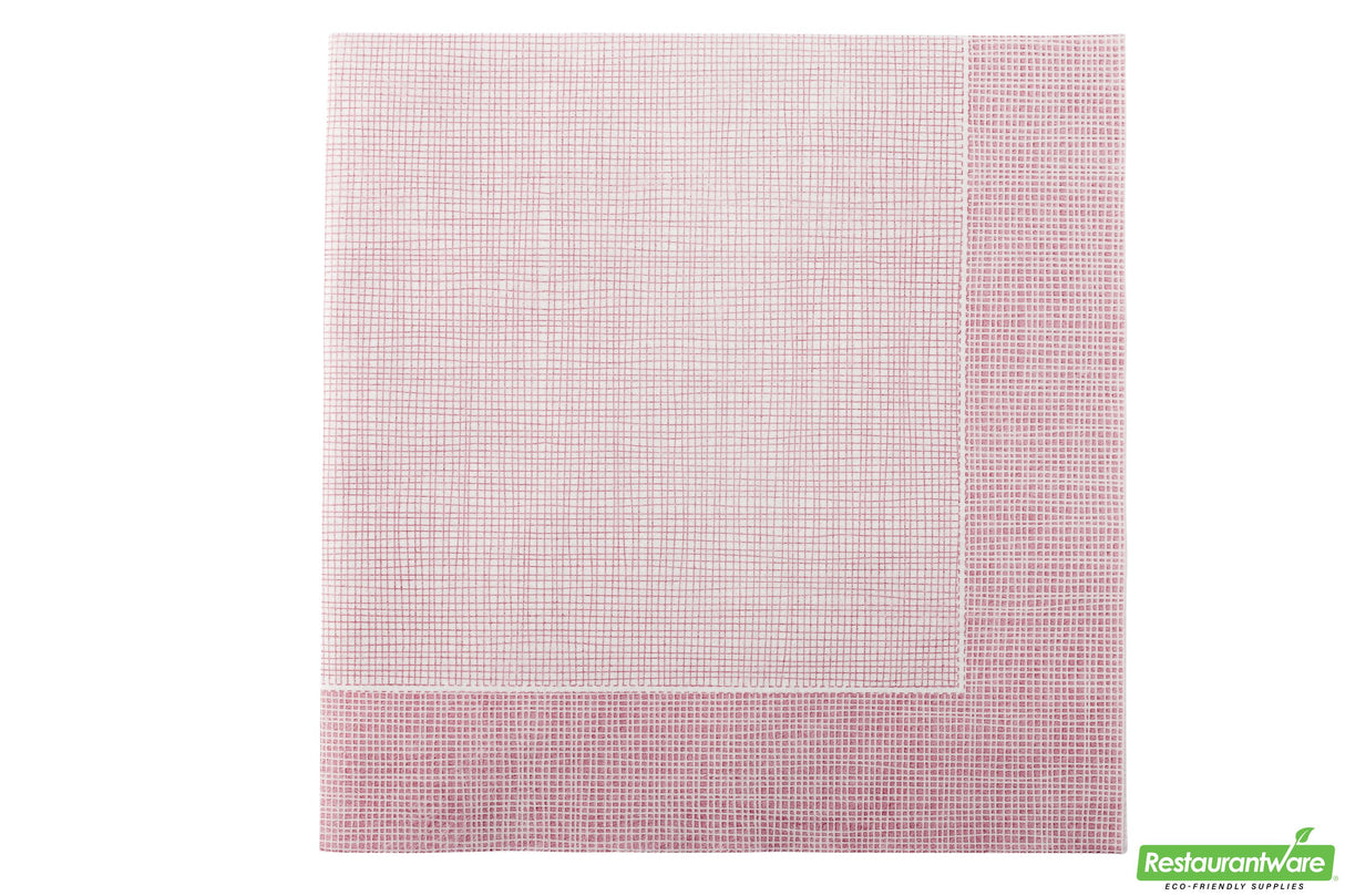 Napkins, White with Burgundy Threads, 16 x 16 Inch, 16 Linear Inch,1 - 600 COUNT