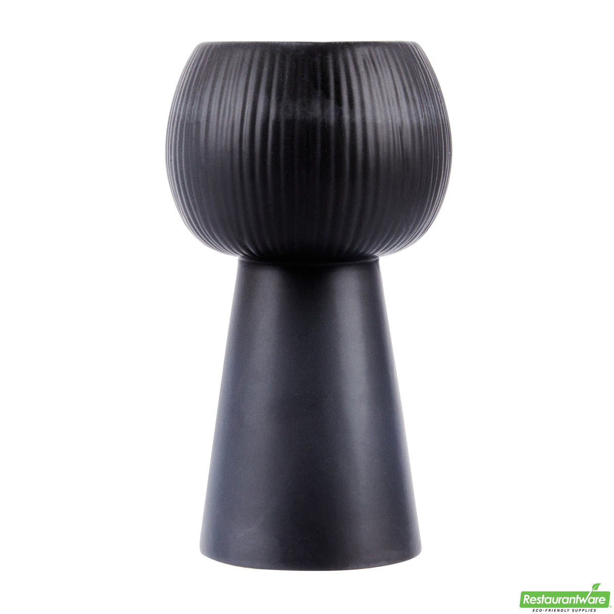 Vase, Table Art, 3.50 x 3.50 x 6.50 Inch, Ceramic, Black, Pedestal Shape,1 - 1 EACH