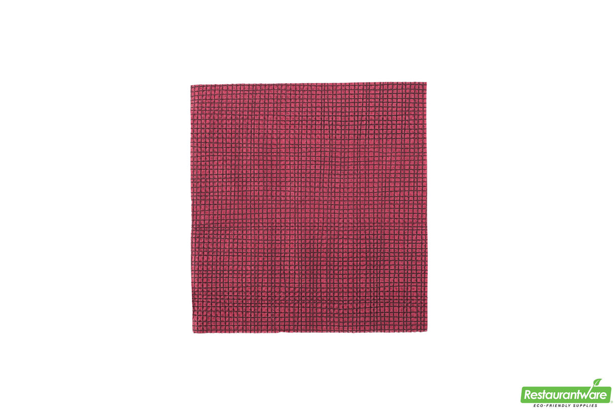 Napkins, Cocktail, 2 Ply, Bordeaus with Black Threads, 8 x 8 Inch, 8 Linear Inch,1 - 4800 COUNT