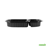 Containers, Food, RW Base 20 Ounce, Microwavable Plastic, Black, 9.25 x 6 x 2.25 Inch, Oval, Includes Clear Dome Lid,2 - 50 COUNT
