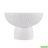 Vase, Table Art, 6 x 6 x 4 Inch, Ceramic, White, Pedestal Shape,1 - 1 EACH