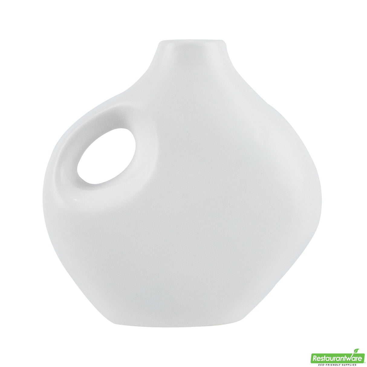 Vase, Table Art, 7 x 3.25 x 7 Inch, Ceramic, White, Jug Shape,1 - 1 EACH