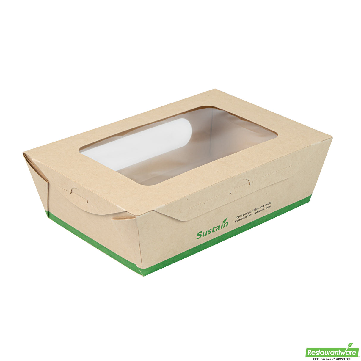 Box, Lunch, Sustain 57 Ounce, PLA-Lined Paper, 8 x 5.50 x 2.50 Inch, includes Window,4 - 50 COUNT