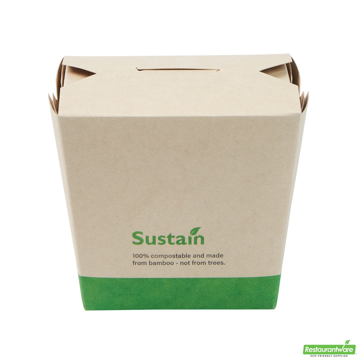 Containers, Noodle Take-Out, Sustain 16 Ounce, PLA-Lined Bamboo Paper, 3.50 x 3 x 3.25 Inch, Square,4 - 50 COUNT