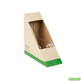 Box, Sandwich, Sustain Small, PLA-Lined Paper, 4.75 x 4.75 x 2 Inch, includes Window,8 - 25 COUNT