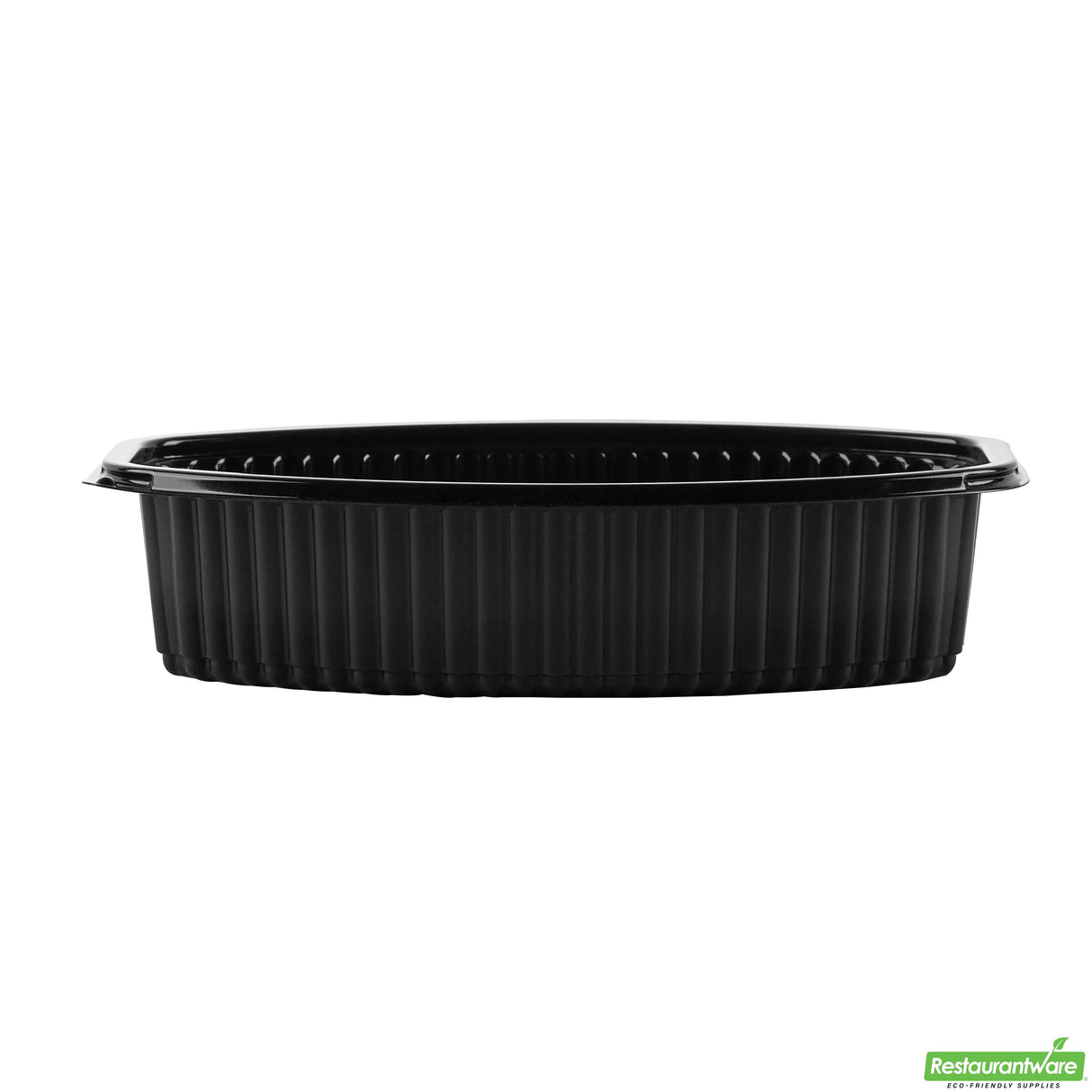 Containers, Food, RW Base 32 Ounce, Microwavable Plastic, Black, 9.25 x 5.75 x 3 Inch, Oval, Includes Clear Lid,2 - 50 COUNT