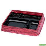 Boxes, 4-Compartment, Bento Tek 15 Ounce, Plastic, Red & Black, 8.75 x 7.50 x 1.25 Inch, Rectangular,2 - 50 COUNT