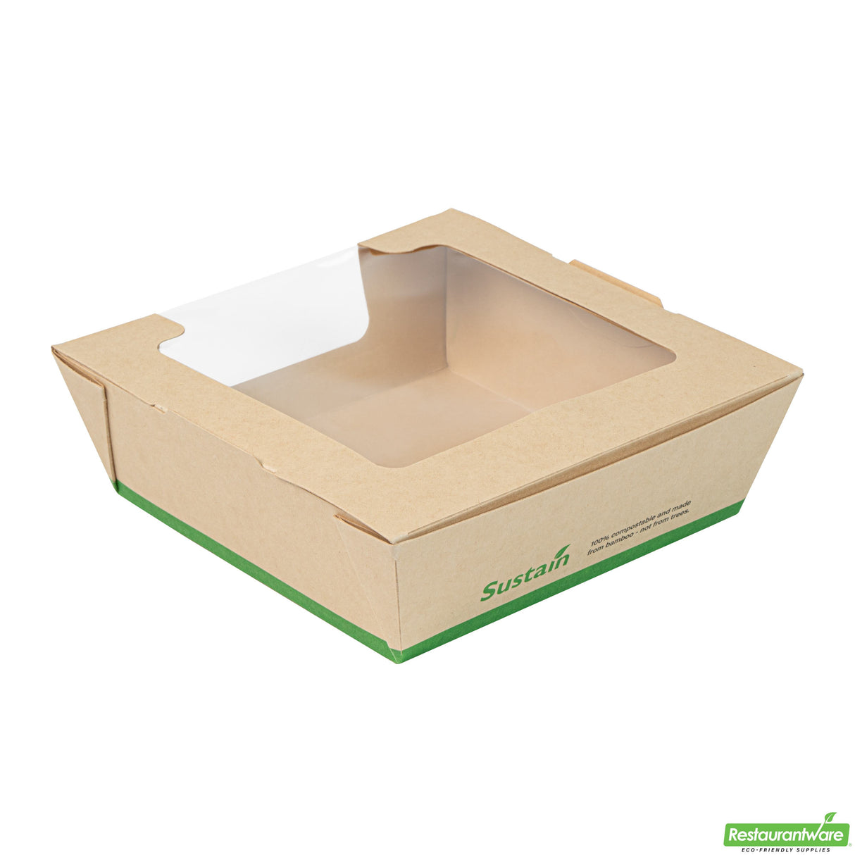 Box, Salad, Sustain 26 Ounce, PLA-Lined Paper, 5.75 x 5.75 x 1.75 Inch, includes Window,4 - 50 COUNT