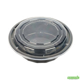 Box, To-Go, Asporto 16 Ounce, Microwavable Plastic, Black, Round, 6.25 x 6.25 x 1.75 Inch, includes Clear Lid,50 - 1 EACH