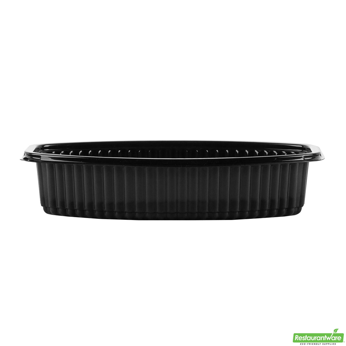 Containers, Food, RW Base 28 Ounce, Microwavable Plastic, Black, 9.25 x 5.75 x 2.75 Inch, Oval, Includes Clear Lid,2 - 50 COUNT