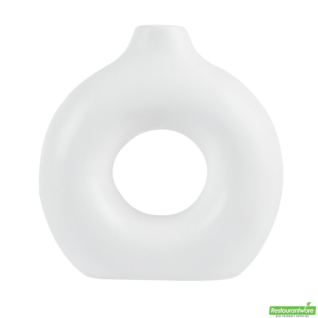 Vase, Table Art, 5.75 x 2.25 x 6 Inch, Ceramic, White, Donut Shape,1 - 1 EACH