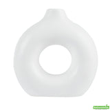 Vase, Table Art, 5.75 x 2.25 x 6 Inch, Ceramic, White, Donut Shape,1 - 1 EACH