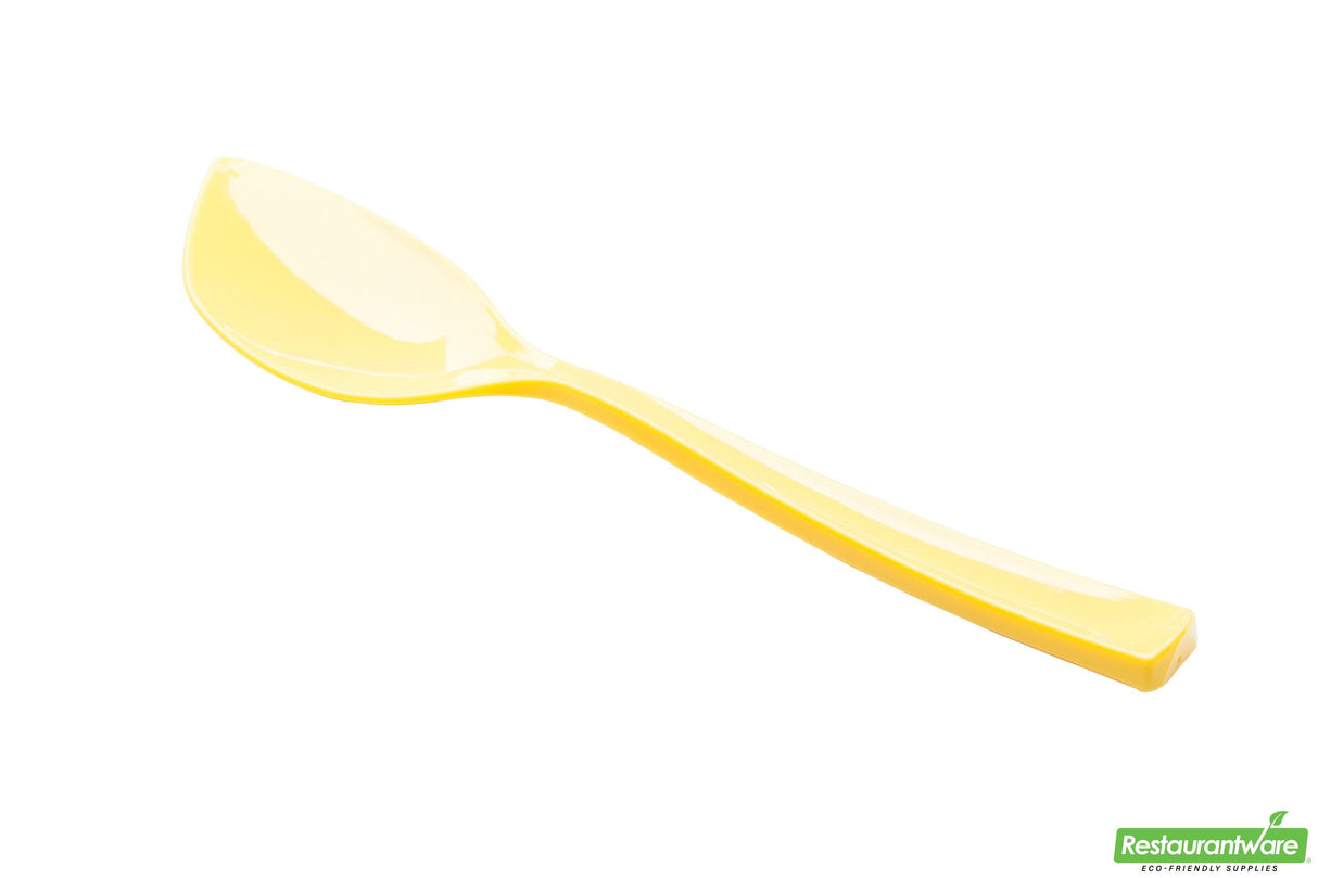 Spoons, Dessert, Petal, Heavyweight Plastic, Baby Yellow, 4.5 Inch, 4.5 Linear Inch,1 - 100 COUNT