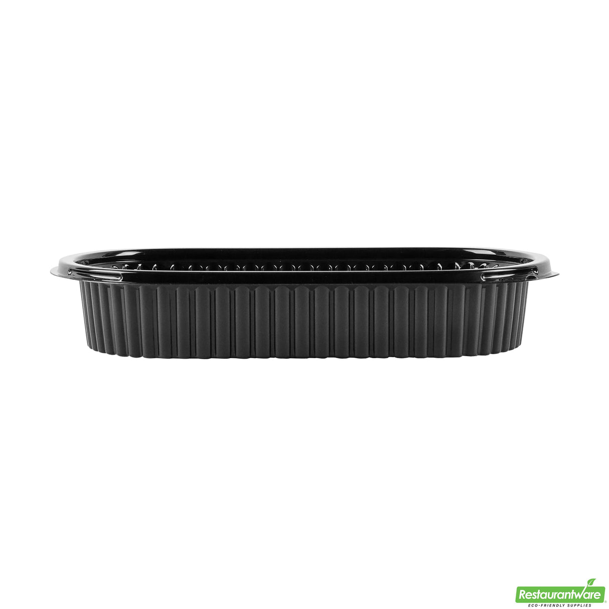 Containers, Food, RW Base 25 Ounce, Microwavable Plastic, Black, 9.25 x 6 x 1.75 Inch, Oval, Includes Clear Flat Lid,2 - 50 COUNT