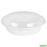 Box, To-Go, Asporto 24 Ounce, Microwavable Plastic, White, Round, 7.25 x 7.25 x 1.50 Inch, includes Clear Lid,50 - 1 EACH