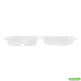 Containers, 3-Compartment, RW Base 34 Ounce, Microwavable Plastic, Clear, 8 x 8 x 3 Inch, Clamshell, Square,2 - 50 COUNT