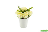 Roses, Yellow, Faux, with 7 Blooms, Sapone del Fiore, in White Porcelain Pot,1 - 12 COUNT