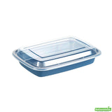 Boxes, To-Go, Asporto 16 Ounce, Microwavable Plastic, Midnight Blue, 7.75 x 5.50 x 1.50 Inch, Includes Clear Plastic Lid, Rectangular,2 - 50 COUNT