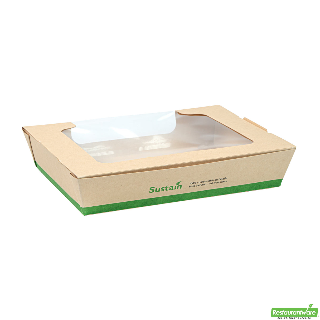 Box, Salad, Sustain 40 Ounce, PLA-Lined Paper, 8 x 4.75 x 1.50 Inch, includes Window,4 - 50 COUNT