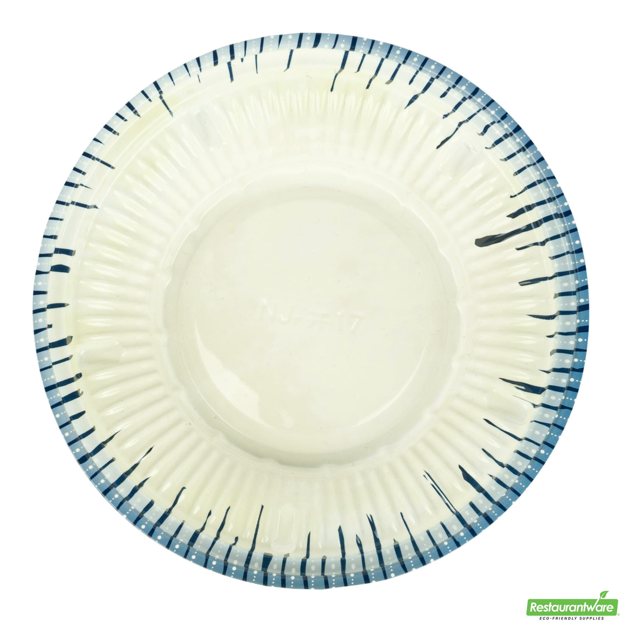Bowls, Asian-Style, Bento Tek 10 Ounce, Plastic, White & Blue, 6.50 x 6.50 x 1.75 Inch,4 - 100 COUNT