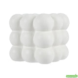 Vase, Table Art, 4.50 x 4.50 x 4.25 Inch, Ceramic, White, Bubble Cube,1 - 1 EACH