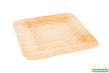 Plates, 9 Inch, Bamboo Veneer, Natural, Square, 9 Linear Inch,1 - 100 COUNT