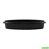 Containers, Food, RW Base 21 Ounce, Microwavable Plastic, Black, 9.25 x 5.75 x 2.25 Inch, Oval, Includes Clear Lid,2 - 50 COUNT