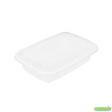 Box, To-Go, Asporto 24 Ounce, Microwavable Plastic, White, Rectangular, 8 x 5.25 x 1.75 Inch, includes Clear Lid,50 - 1 EACH