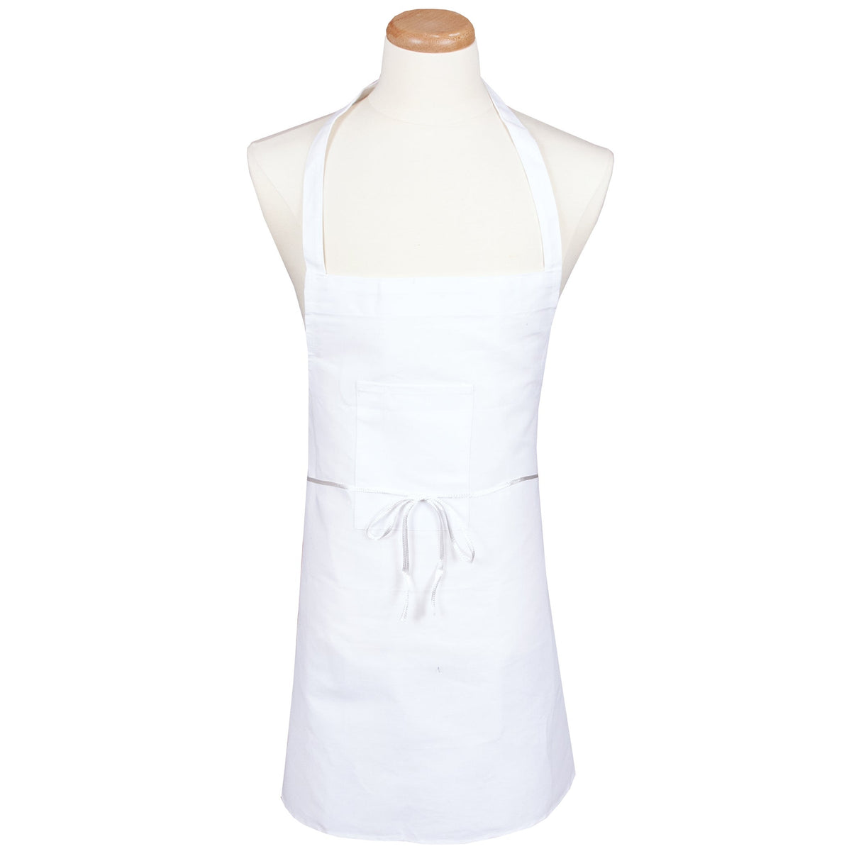Apron, Bib, White, One Size, Poly/Cotton Blend,1 - 1 EACH