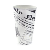 Cups, Snack, 16 Ounce, Paper, Happy Fries News Print, Closable Perforated, 16 Ounce,20 - 50 COUNT