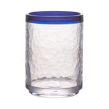 Glasses, Double Rocks, 14 Ounce, Clear, Blue Rim, Textured, 4.50 x 3.26 Inch, 1 Each,24 - 1 COUNT