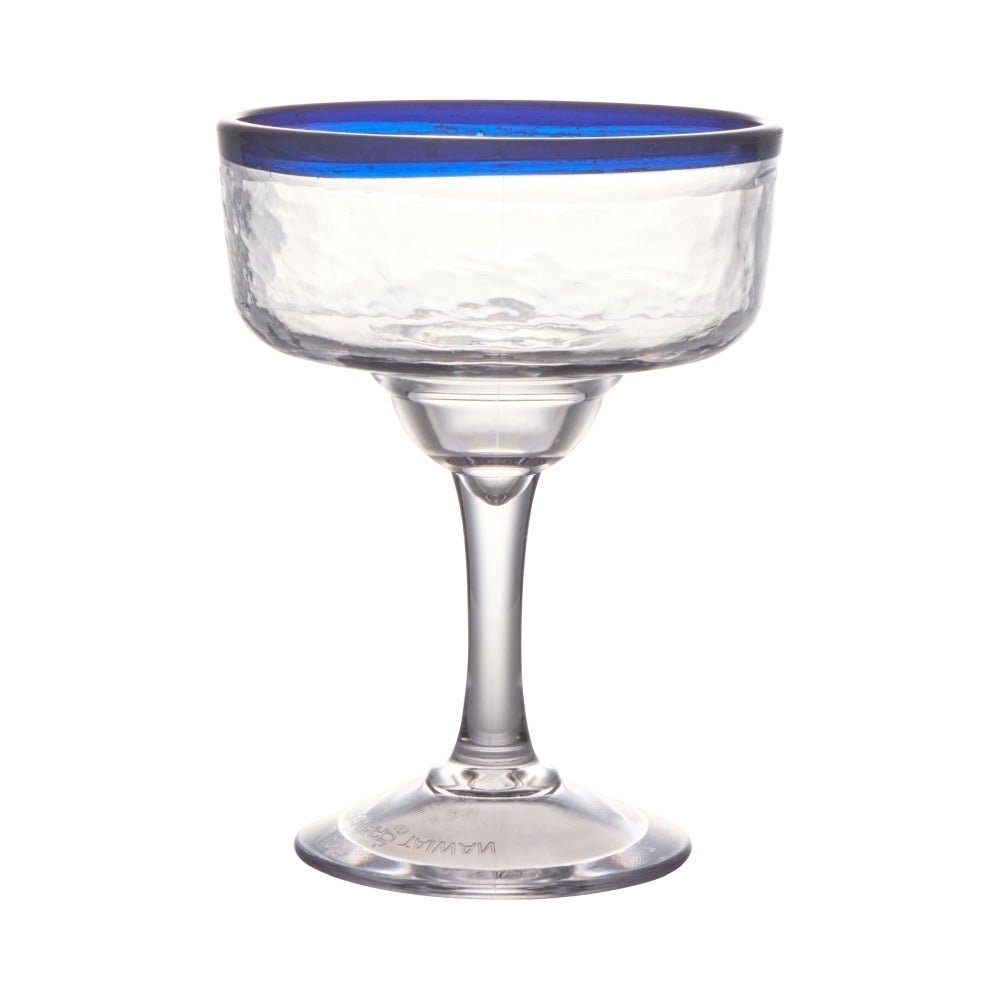 Glasses, Margarita, 16 Ounce, Clear, Blue Rim, Textured, 6.50 x 4.90 Inch, 1 Each,12 - 1 COUNT