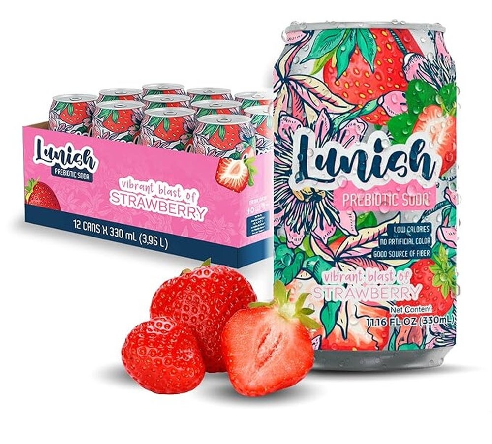 Soft Drink, Prebiotic, Strawberry, Single-Serve Can,12 - 330 ML