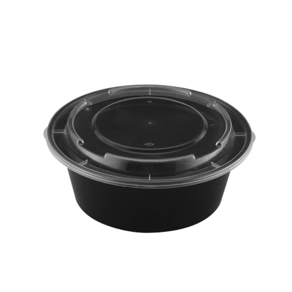 Container, 40 Ounce, Microwaveable Plastic, Round, With Lid,150 - 1 COUNT