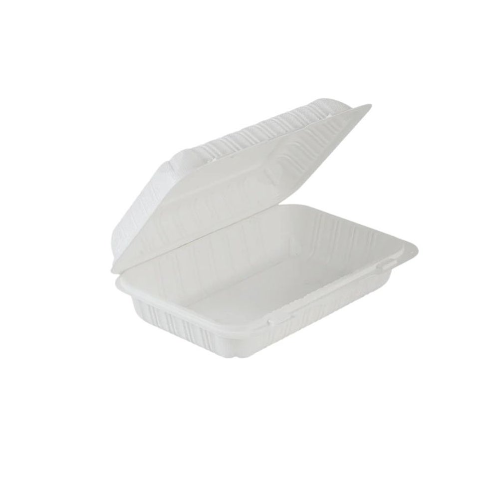 Container, 9 x 6 Inch, Microwaveable Plastic, White, Rectangle, Hinged, Vented, MFPP,200 - 1 COUNT