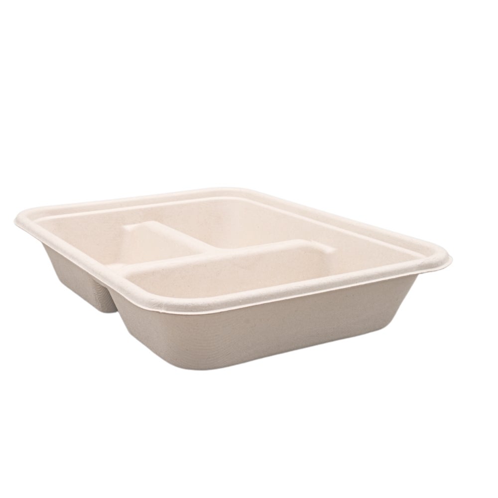 Tray, 3-Compartment, 32 Ounce, Bagasse, Rectangle,400 - 1 COUNT
