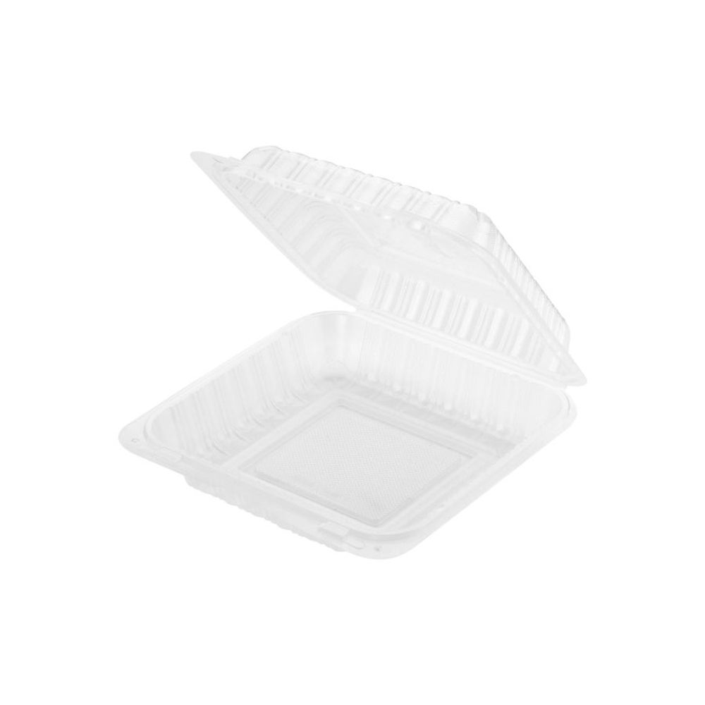 Container, 9 x 9 Inch, Plastic, Translucent, Hinged, Vented, Polypropylene,150 - 1 COUNT