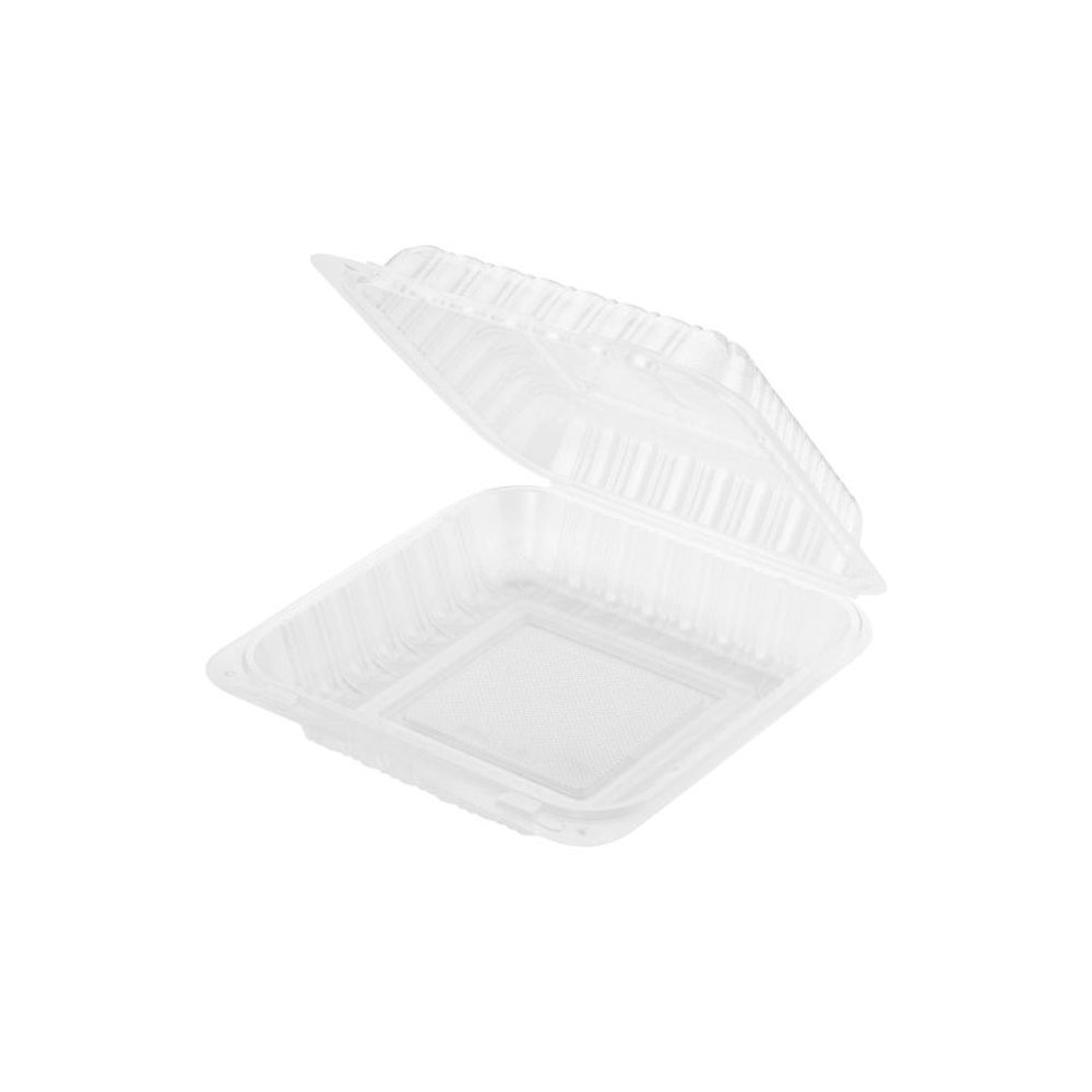 Container, 8 x 8 Inch, Plastic, Translucent, Hinged, Vented, Polypropylene,150 - 1 COUNT