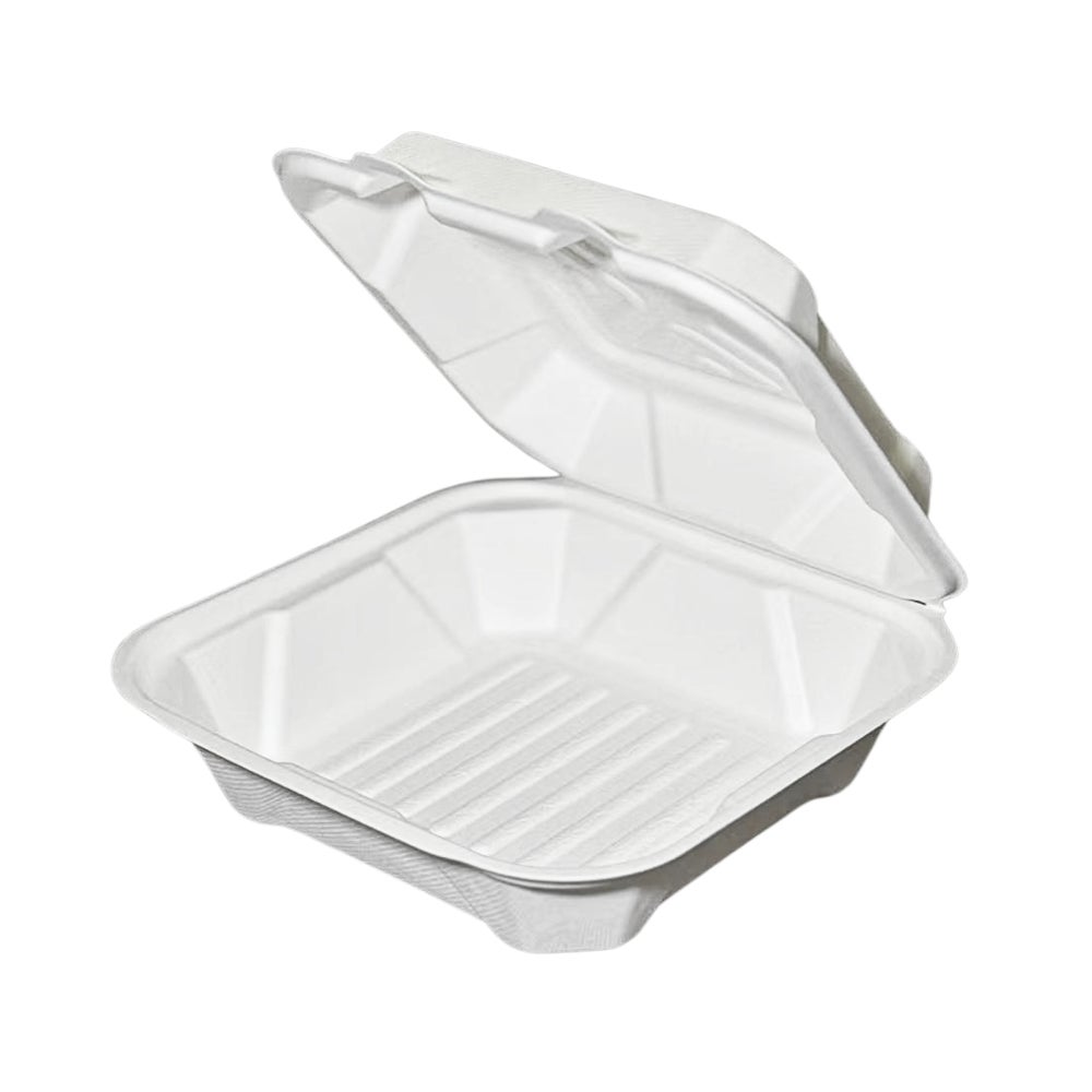 Container, 8 x 8 Inch, Sugarcane, White,200 - 1 COUNT