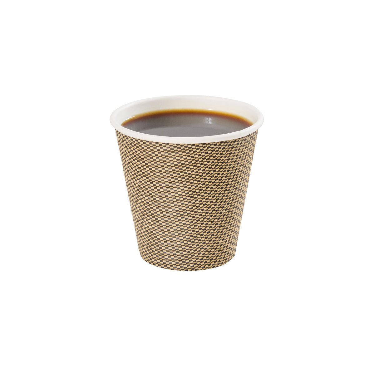 Cups, Coffee, 8 Ounce, Paper, Mocha Pin Check, Spiral Wall, 3.50 x 3.50 x 3.25 Inch,20 - 25 COUNT