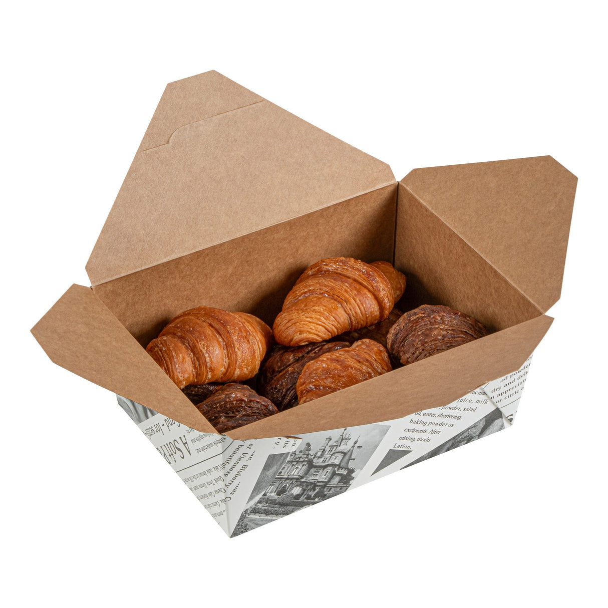 Containers, Take-Out, Bio Tek 98 Ounce, Paper, Newsprint, 8.50 x 6.25 x 3.50 Inch, #4, Rectangular,4 - 50 COUNT