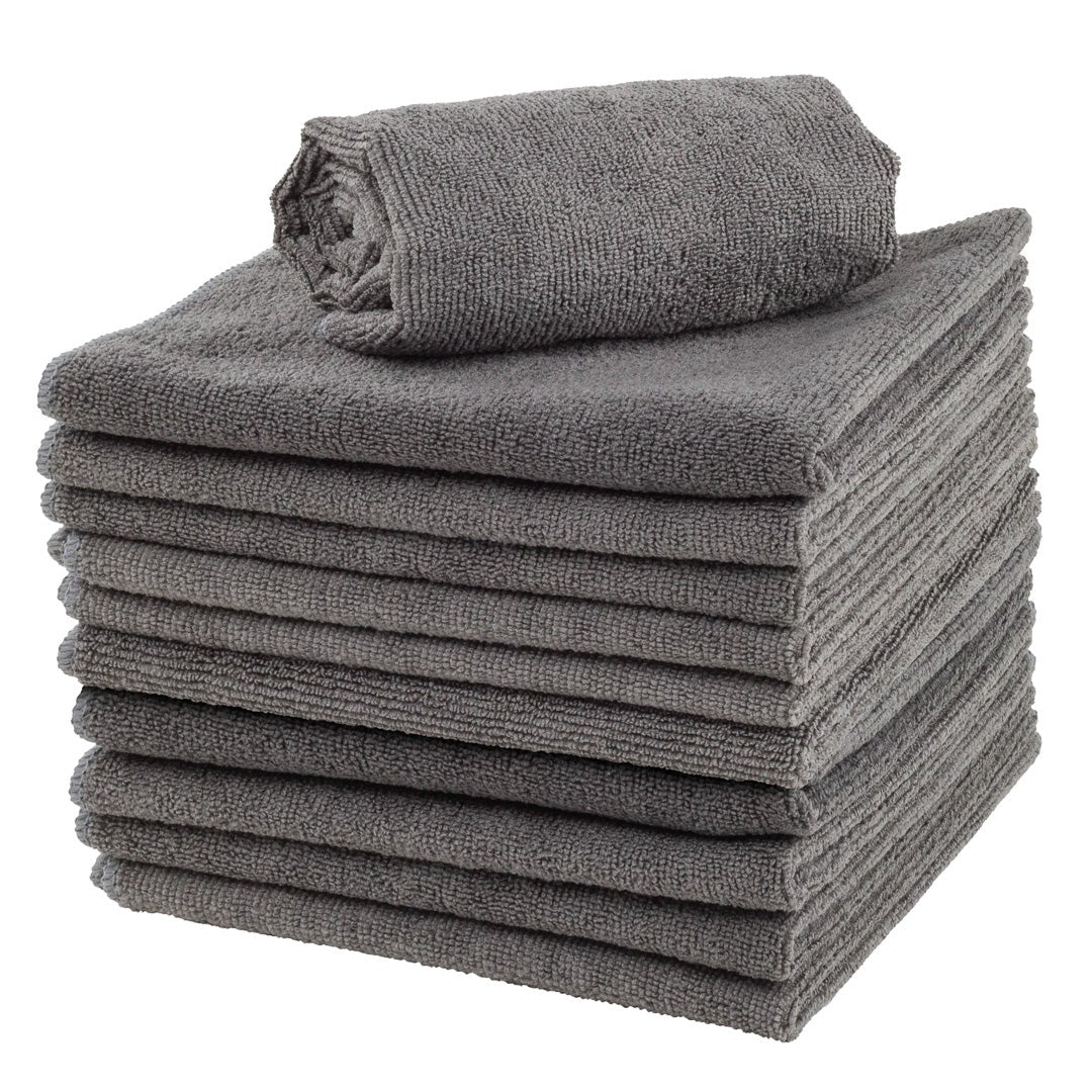 Wipers, Microfiber, Gray, 16 x 16 Inch,1 - 10 COUNT