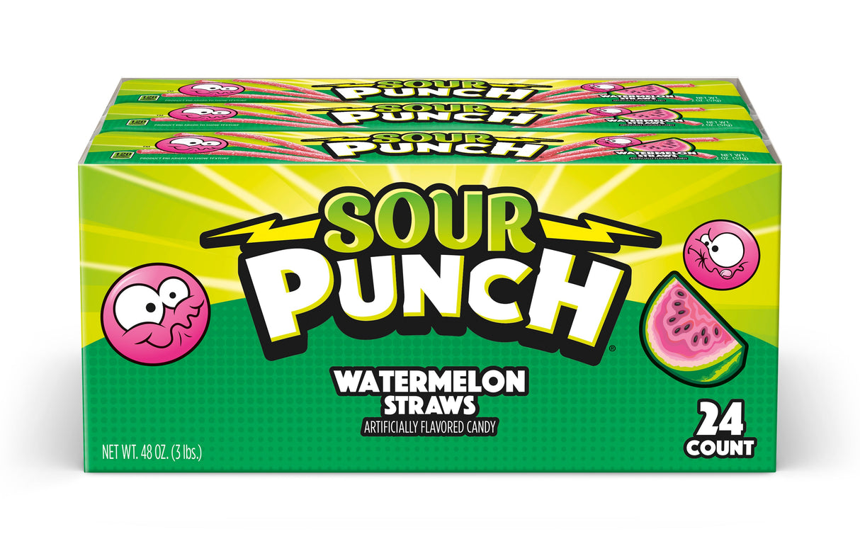 Candy Straws, Watermelon, 2 Ounce,12 - 24 COUNT