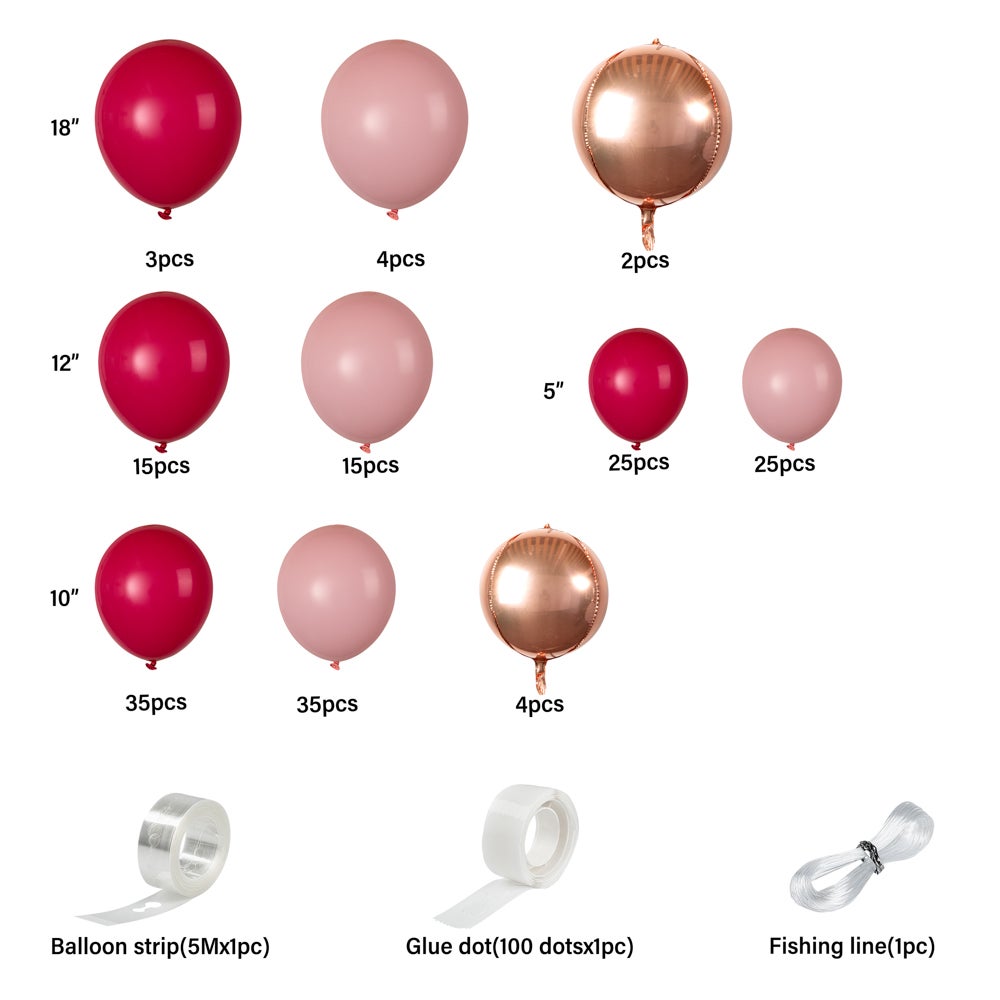 Balloon Kit, Arch & Garland, Balloonify 166 Piece, Pink & Rose Gold,1 - 1 EACH