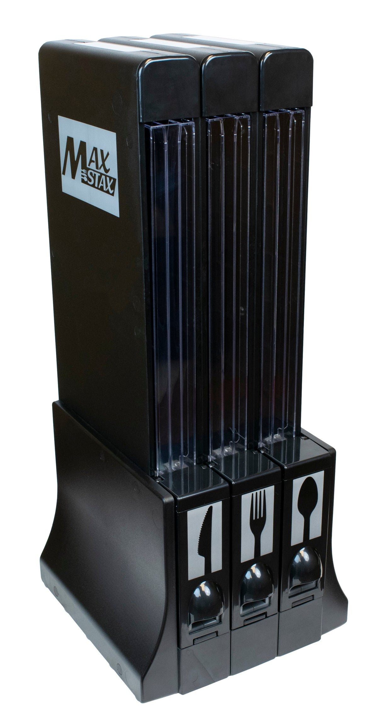 Cutlery Dispenser, Touchless, Black & Clear Plastic, Knife/Fork/Spoon, 10.13 x 10.25 x 24.25 Inch, Compatible with MAXSTAX Cutlery,1 - 1 EACH