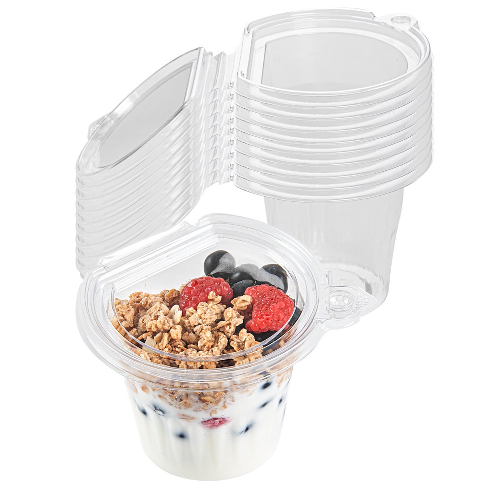 Cups, Parfait, Tamper Tek 11 Ounce, Plastic, Clear, with Lid, Tamper-Evident, 4.25 x 4.25 x 3.5 Inch,100 - 1 EACH