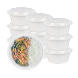 Box, To-Go, Asporto 32 Ounce, Microwavable Plastic, White, Round, 7.25 x 7.25 x 3 Inch, includes Clear Lid,50 - 1 EACH