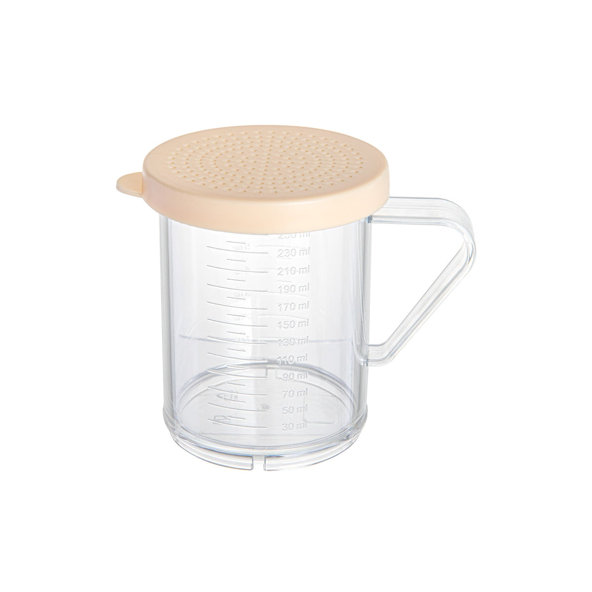 Shaker, Spice, 10 Ounce, Dredge, Clear, Polycarbonate, with Beige Fine Lid,1 - 10 OUNCE
