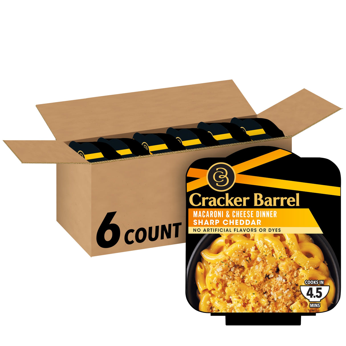 Entree, Macaroni & Cheese, Sharp Cheddar, Bowl, Single-Serve, Shelf-Stable,6 - 3.8 OUNCE